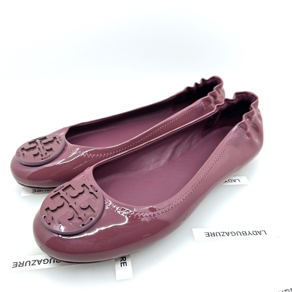 NWOB with dust bag TORY BURCH Minnie Travel Ballet Flats Patent Leather Size 7.5
